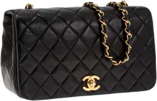 Chanel Black Lambskin Leather Classic Single Flap Bag NR  