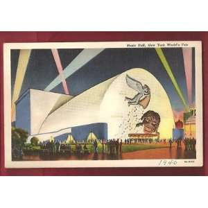    Postcard 1939 Worlds Fair Music Hall New York City 