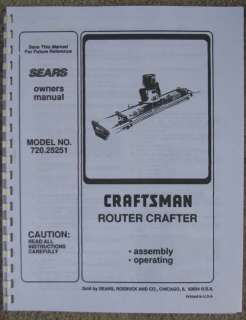   *  CRAFTSMAN ROUTER CRAFTER WOOD SPINDLE LATHE 720 25250  