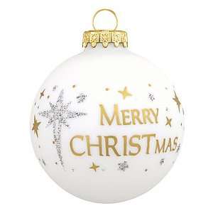  White Merry Christmas Glass Ornament