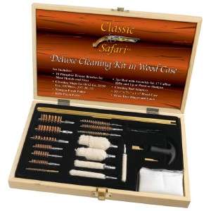 Deluxe Universal Gun Cleaning Kit Wood Case  
