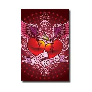  Winged Double Hearts Poster