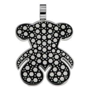  Stainless Steel TEDDY BEAR Silver & Black Plated Pendant 