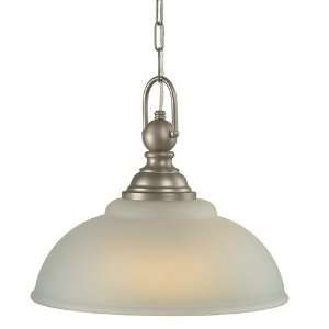   Pendant with Acid Etched Glass Shade, Brushed Steel