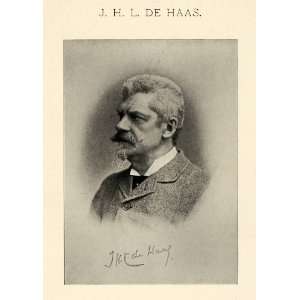  1899 Print Johannes Hubertus de Haas Self Portrait Portraiture 