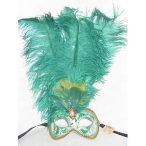  Green Gold Ciuffo Acquario Feather Venetian Masquerade 