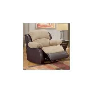   Chocolate/Beige Recliner with Plump Pillow Arms by Home Line Furniture