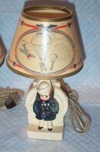 Vintage Chalkware Kewpie Doll World War II Sailor Boy Lamps BEST 