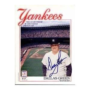 Dallas Green Autographed/Hand Signed 1989 New York Yankees Program