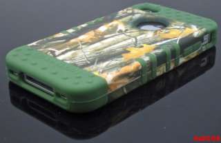 FOR IPHONE 4S 4G HYBRID SOFT HARD HUNTER CAMO BRANCH ARMY GREEN CASE 
