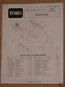 Toro Aerator 880 Parts Manual Catalog Guide  