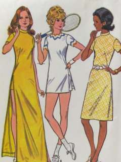 Vtg Retro 1970s McCalls 3163 Long Dress Shorts Pattern Sz 12/34 Tennis 