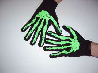 New GOTHIC Black Mens Skeleton Bones Work Gloves PUNK  