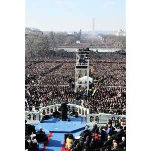  President Obama Inaugural Address to Crowd 8x10 Silver 