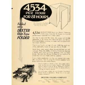   Ad Dexter Folder Co. Unit Type Cutting Machinery   Original Print Ad