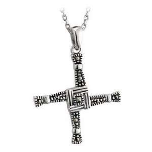   and Marcasite St. Brigids Cross Pendant Necklace   Made in Ireland