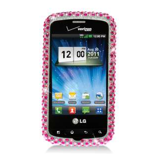   Optimus Slider LS700 Phone Pink Heart 395 Full Bling Hard Case Cover