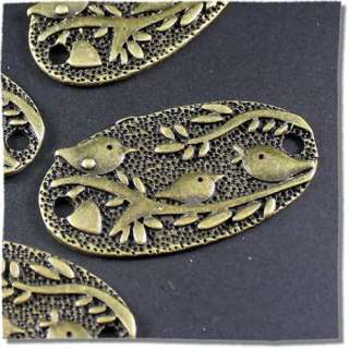 10pcs Antique Bronze 3 Birds on Branches Oval Connector 37x19mm  
