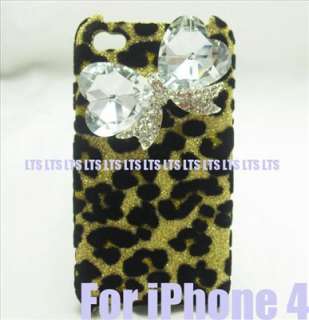 Bling Leopard 3D big Bow Case Cover for iPhone 4 [F6]  