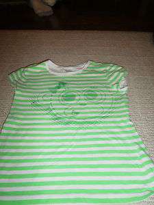EUC girls green neon striped monkey face tee by Justice/Sz. 8  