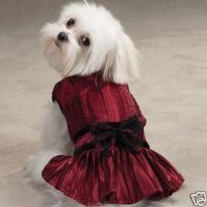 Adorable Holiday Ruched Satin Dog Dress XX SMA BURGUNDY  
