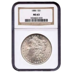  1886 Morgan Silver Dollar MS63 NGC