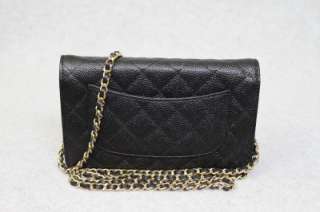   Chain Black GOLD Chain Caviar Leather WOC Messenger Bag New  