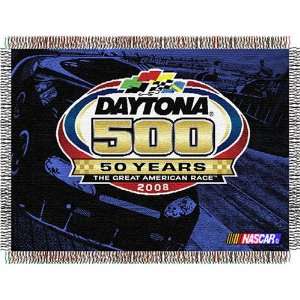  Daytona 500 NASCAR Turbo Woven Tapestry Throw Blanket 