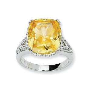  Sterling Silver Canary and White CZ Ring Size 8 Finejewelers Jewelry