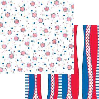 12X12 Sheet MOXXIE Scrapbook4th July RED WHITE & BLUE PAPER  