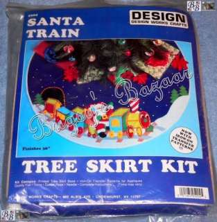Vtg Design Works SANTA TRAIN Tree Skirt Felt Applique Christmas Kit 