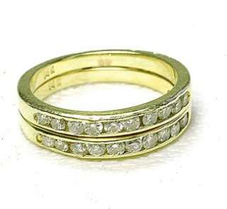 Vintae 14k yellow Gold Diamond 2 row wedding band Ring  