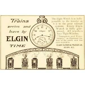  1905 Vintage Ad Elgin Pocket Watch Co. Time Trains 
