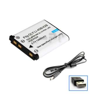 LI 40B LI 42B Battery + USB Cable for Olympus FE 290 FE 300 FE 310 FE 
