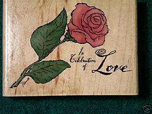 InkaDinkaDo Celebration Of Love Rose Rubber Stamp Scrap  