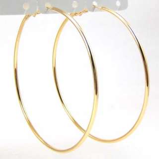 SUPER ROUND COQUETTISH 18K YELLOW GOLD GEP HOOP EARRING  