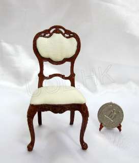 100% New 1Scale Walnut Carved Side Chair For Doll House  FREE 