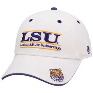 The Game LSU Tigers White 3 Bar Stretch Fit Hat  Sports 
