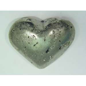 Iron Pyrite Puff Heart Fools Gold Carving Gazing Stone Lapidary