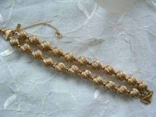   Goldtone CHUNKY Swirl Caged Sphere Ball Bead Bracelet 7 3/4  