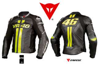 NEW   DAINESE VR46 PELLE   MOTORCYCLE LEATHER JACKET   BLACK GIALLO 