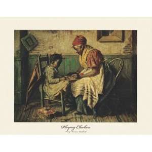  Playing Checkers Finest LAMINATED Print Harry Roseland 