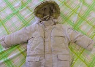 Boys Girls 2T Tan Beige Winter Coat Lined Hooded Thick  