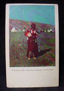 Winnipeg Jack Blackfoot Indian Native Village Postcard  