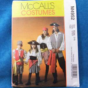 McCalls 4952 Girl & Boy Pirate Costume Pattern sz 3 8  
