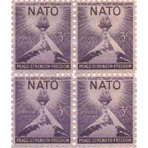 NATO Torch of Liberty and Globe Set of 4 x 3 Cent US Postage Stamp NEW