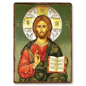   ; Christ the Teacher Icon; Wood, Metal, 22kt Gold Plate, Silver Plate