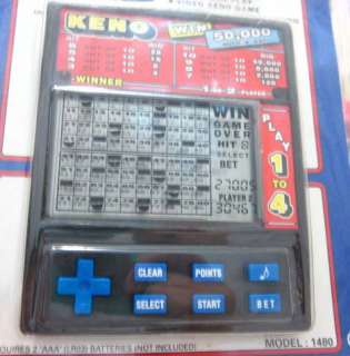   KENO BIG SCREEN ELECTRONIC HANDHELD GAME 1+2 PLAYER WIN 50000  