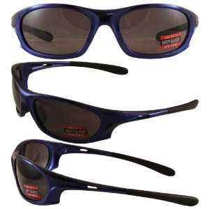 Global Vision Ridge Sunglasses Blue Frame Smoke Lens ANSI Z87.1