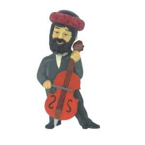  Polyresin Chassidic Musician Magnet Playing Orange Cello 